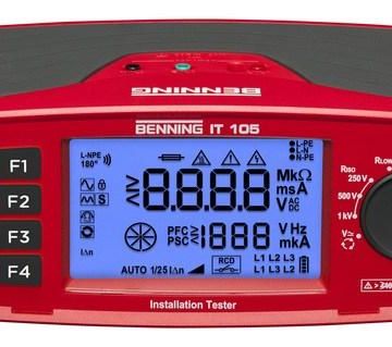 Benning 044105 IT105 for RCD type AC/A/F Rpe Riso Zs installation tester