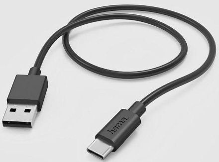Hama 201594 charging cable, USB-A - USB-C, 1 m, black USB charging cable