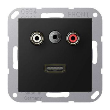 Jung MAA1082SWM multimedia connection system Cinch audio / mini jack 3.5 mm / HDMI, Series A, graphite black matt