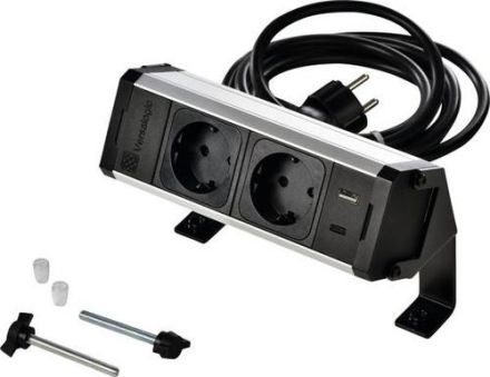 Kopp 939629118 VersaDESK 2xStd+USB-C silver power strip