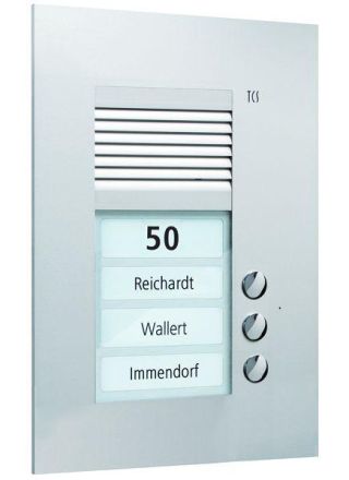 TCS PUK03/1-EN Compact flush-mounted door station 1-row 3 buttons