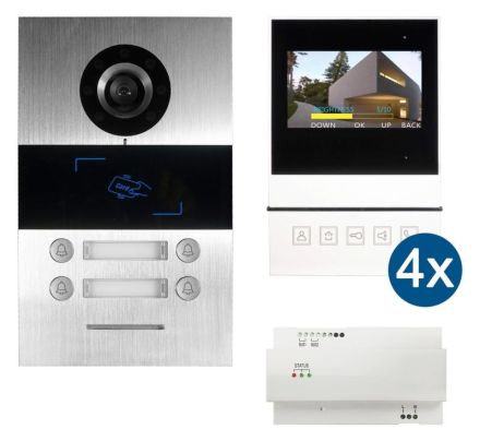 HHG Villa UP Set 4 B flush-mounted 4-family set video hands-free system