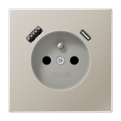 Jung ES1520F-15CA socket, French/Belgian system 16 A 250 V ~, with USB charger 1 x type A + 1 x type C, integrated increased contact protection, SAFETY+, series