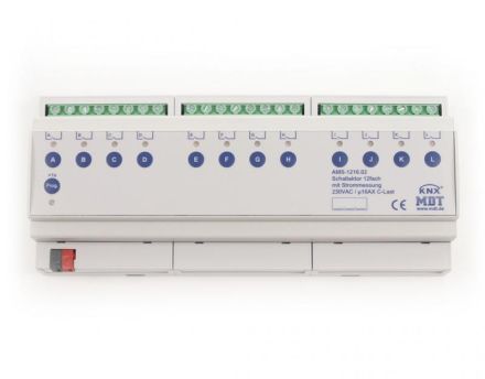 MDT AMS-1216.02 Switching actuator 12-way, 12TE, REG, 16A, 230VAC, C-load, standard, 140F, with current measurement