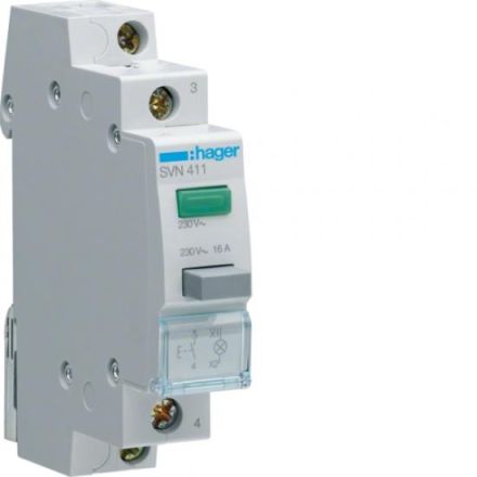 Hager SVN411 button LED detector green 230VAC