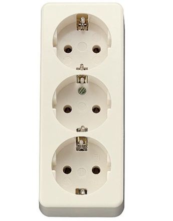 Jung 10S23LA SCHUKO® triple socket, without strain relief, white