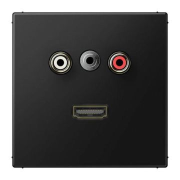 Jung MALS1082SWM multimedia connection system Cinch audio / mini jack 3.5 mm / HDMI, LS series, graphite black matt