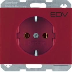 Berker 47157115 SCHUKO socket with red imprint, glossy Berker K.1/K.5