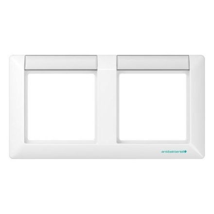 Jung ABAS5820NAWW frame 2-way, with label field, horizontal mounting, Duroplast antibacterial, AS 500 antibacterial, alpine white