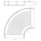 Unex 66530 90° grey RAL7035 100X500 U23X flat bottom