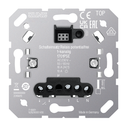 Jung 1701PSE switching insert relay, 1-channel, with extension input