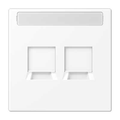 Jung LS1969-2NAWEWWM cover (latched) for modular jack sockets 2-way, UMA-CAT6A, RADIALL, Panduit, Assmann, with label field, thermoplastic painted, LS series, quick