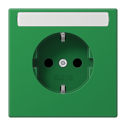 Jung LS1520BFKINAGN SCHUKO socket, 16 A 250 V ~, with label field, integrated increased contact protection, SAFETY+, thermoplastic, LS series, green (for SV)