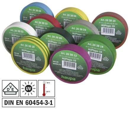 HAUPA 263820 VDE insulating tape 15mmx10m, Rainbow
