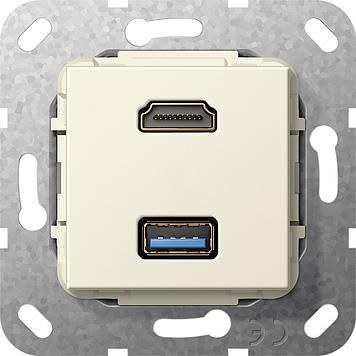 Gira 567801 HDMI, USB 3.0 A Gender Changer insert cream white