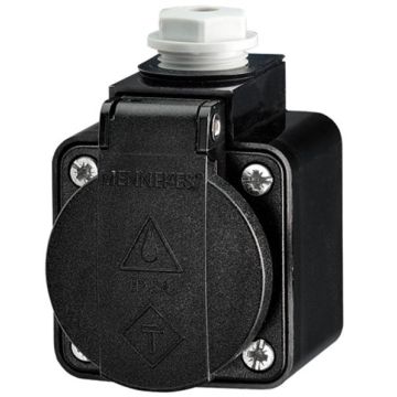 Mennekes 10083 16A 2-pole +E 230V IP44 SW wall socket SCHUKO