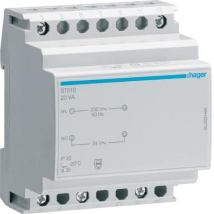 Hager ST310 230V/24V 20VA 4PLE safety transformer