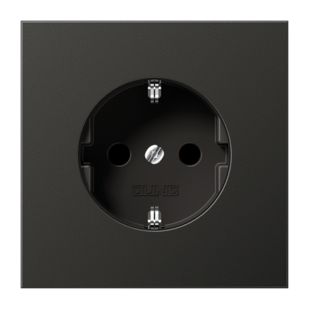 Jung AL1520KIAN SCHUKO socket, 16 A 250 V ~, integrated increased contact protection, SAFETY+, painted aluminium, LS series, anthracite