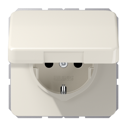 Jung CD1520BFKIKL SCHUKO socket, 16 A 250 V ~, without claws, integrated increased contact protection, SAFETY+, hinged lid, thermoplastic, CD series, white