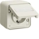 Berker 47413522 hinged cover AP polar white matt socket SCHUKO