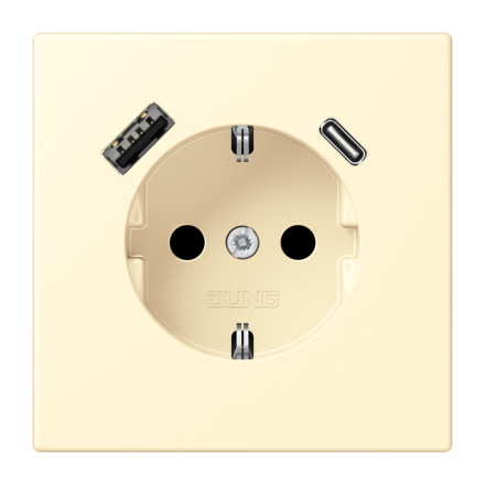Jung LC1520-15CA201 SCHUKO socket 16 A 250 V ~, with USB charger 1 x type A + 1 x type C, integrated increased contact protection, SAFETY+, LS series, white ( LC32001 )