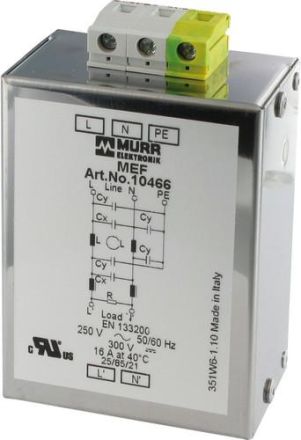 Murrelektronik 10472 1-phase 2-stage I:10A U:250 VAC/300 VDC MEF mains interference filter
