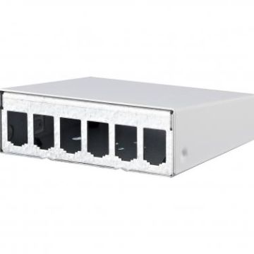 METZ CONNECT E-DAT 6-way unequipped pure white surface-mounted housingModular, 130861-0602-E