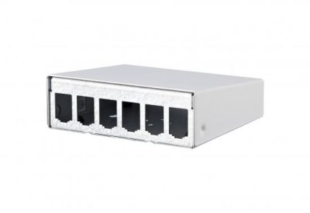 METZ CONNECT E-DAT 6-way unequipped pure white surface-mounted housingModular, 130861-0602-E
