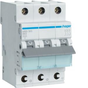 Hager MBS363 circuit breaker 3-pole B63A 6kA QC 3M