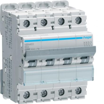 Hager NBN463 circuit breaker 4-pole B63A 10kA 4M
