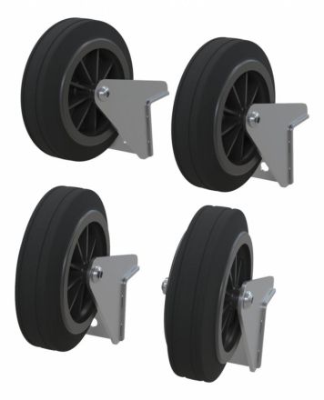 Runpotec 125 mm solid rubber in stainless steel housing transport wheels