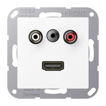 Jung MAA1082WWM multimedia connection system Cinch audio / mini jack 3.5 mm / HDMI, Series A, snow white matt