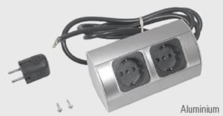 L&S 1583026 Corner double socket aluminum colored, aluminum