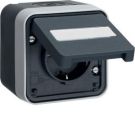 Berker 47413525 hinged cover AP grey matt socket SCHUKO