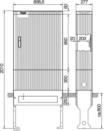 Hager ZAK207A cable distribution column series 207 with SaS 277x839x2010