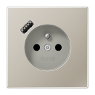 Jung ES1520F-18A socket, French/Belgian system 16 A 250 V ~, with USB charger 1 x type A, integrated increased contact protection, SAFETY+, LS series, stainless steel