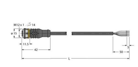 Turck 6629002 RKC4.4T-2/TEY actuator and sensor cable