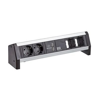 Bachmann 902.0245 9020245 2 x Schuko 1 x USB 2 x cover