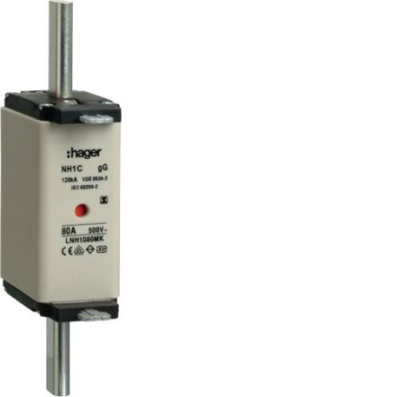 Hager LNH1080MK NH fuse link NH1C gG 500V 80A insulated handle