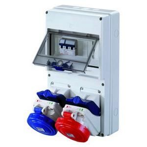 Gewiss GW66393 IEC5x16A/ IEC3x16A switchable IP55 socket combination