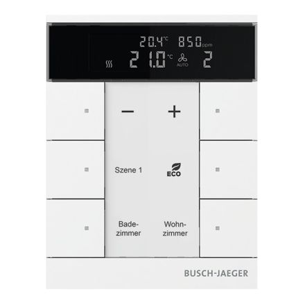 BUSCH-JAEGER SBC-F-6.0.11-84 f@h pushbutton sensor tenton | 6-fold, RTR, VOC, humidity | studio white