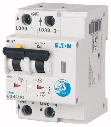 Eaton AFDD-40/2/C/003-A C40A 2-pole 0.03A Type A fire protection switch, 187240