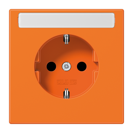Jung LS1520BFKINAO SCHUKO socket, 16 A 250 V ~, with label field, integrated increased contact protection, SAFETY+, thermoplastic, LS series, orange (for ZSV)