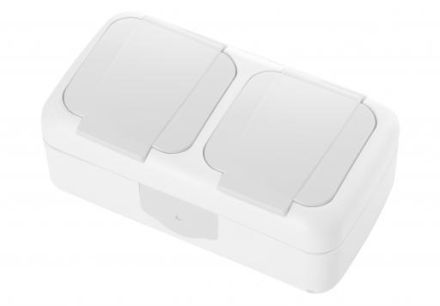 HHG 92551088 Palmiye 2-way horizontal white IP44 socket