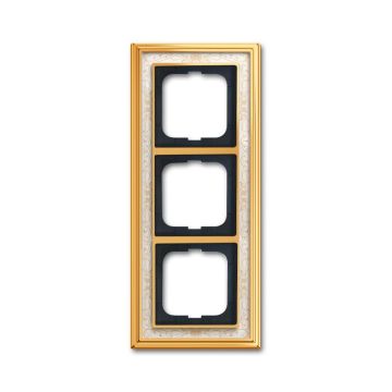 Busch-Jaeger 1723-836 cover frame, 3-way frame polished brass decor ivory white