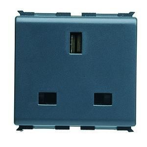 Gewiss GW30219 2M 2P+PE 13A British Standard black socket