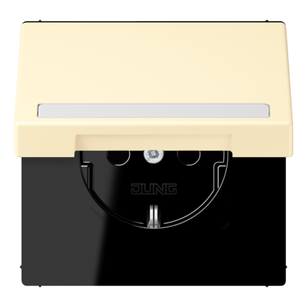 Jung LC1520BFNAKL201 SCHUKO socket, 16 A 250 V ~, with label field, integrated increased contact protection, SAFETY+, hinged lid, thermoplastic painted, LS series, white ( LC1520BFNAKL201 )