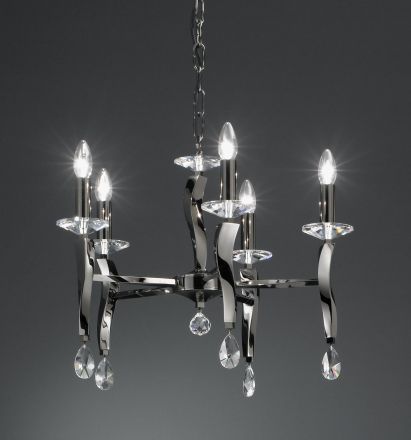 Brumberg 859065 pendant light, black chrome E14 5x40W max.
