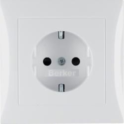 Berker 47428989 SCHUKO socket with cover plate polar white, glossy Berker S.1