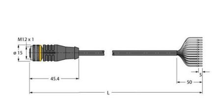Turck 6626919 RKS12T-10/TXL actuator and sensor cable